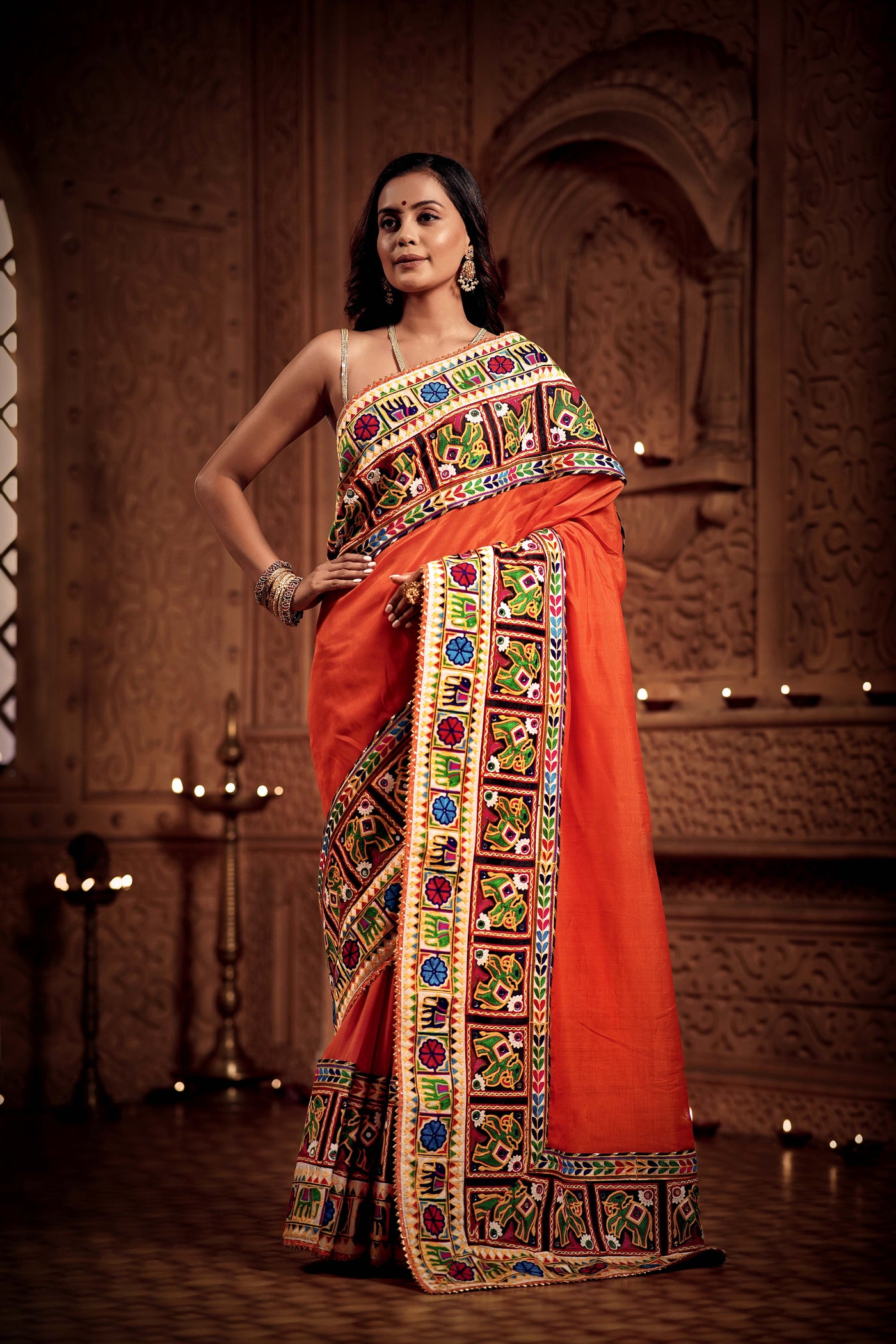 Traditional Zari Embroidery Saree