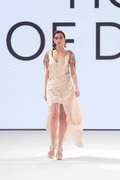 Ivory Allure Pleated Dress