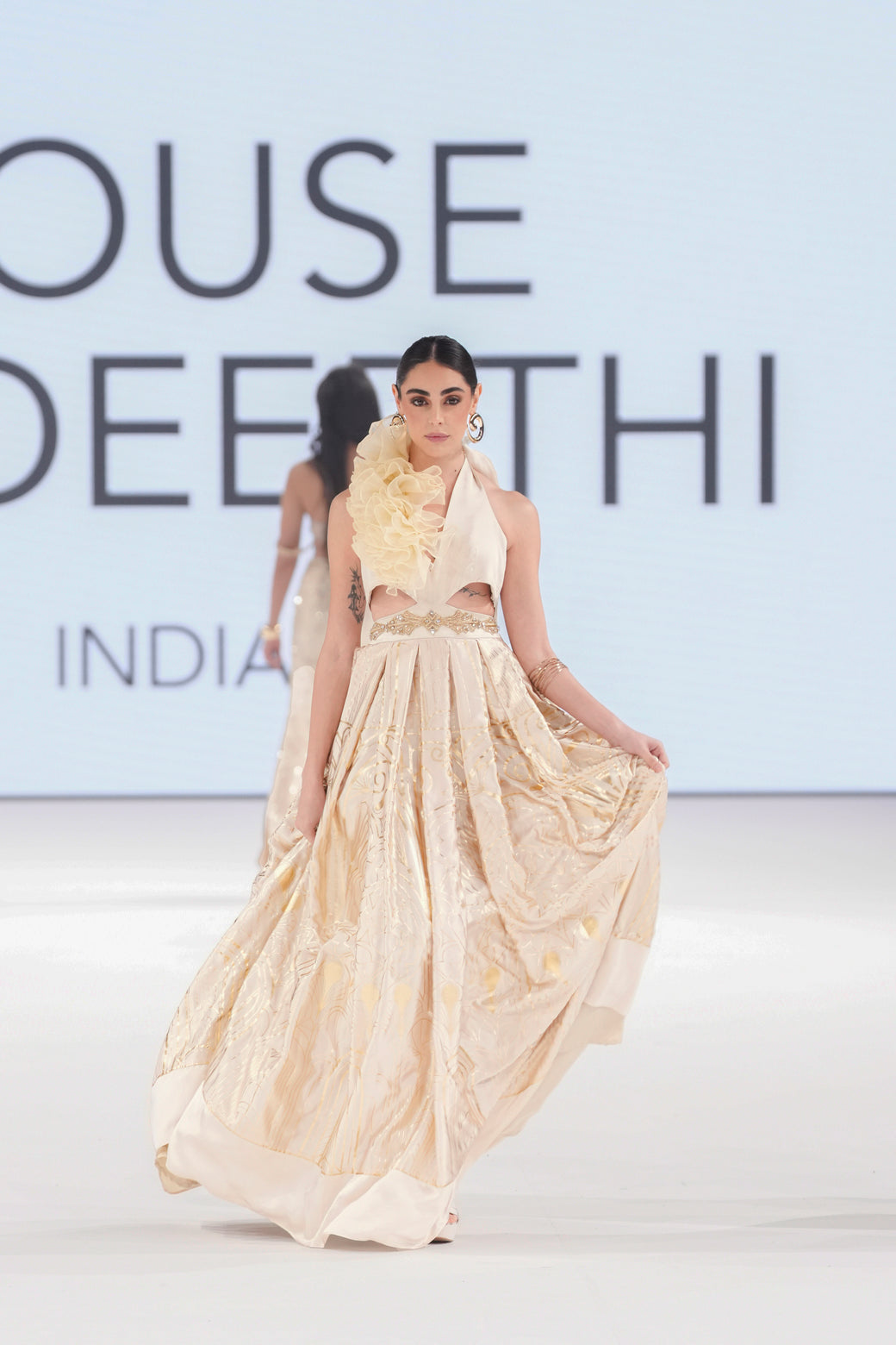 Opal Moonlight Satin Gown