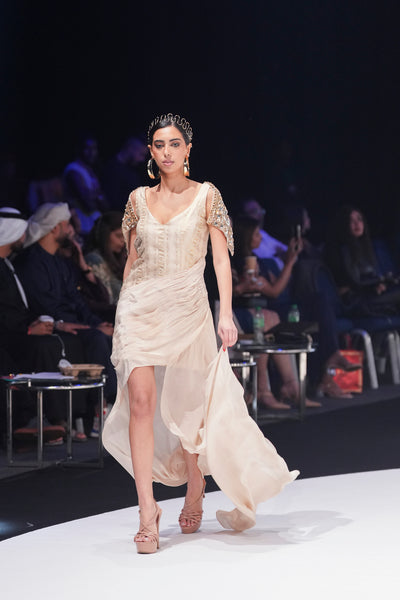 Ivory Allure Pleated Dress