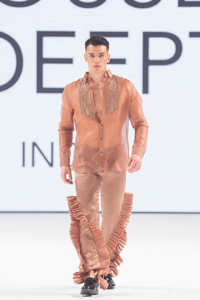 Organza Cutwork Shirt With Ruffle Pant