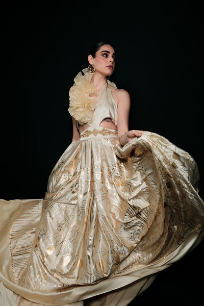 Opal Moonlight Satin Gown