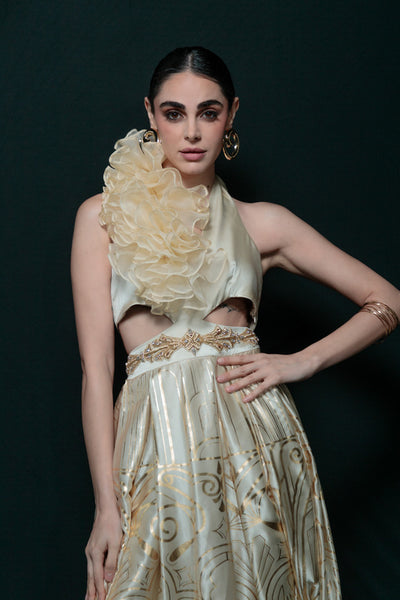 Opal Moonlight Satin Gown