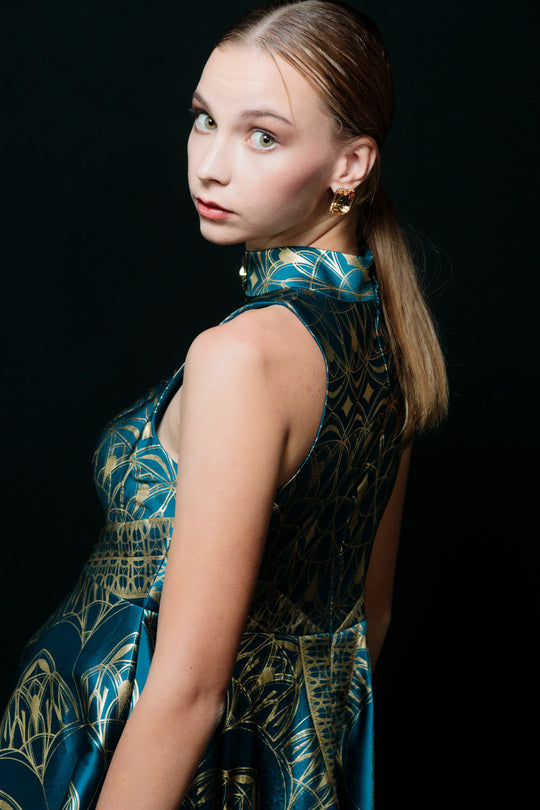 Majestic Deco Halter Dress