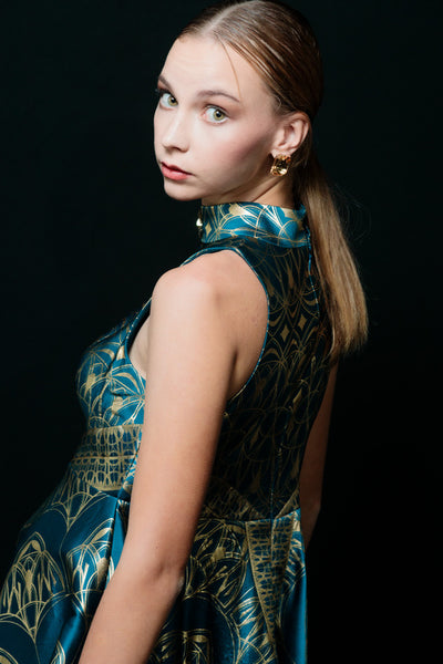 Majestic Deco Halter Dress
