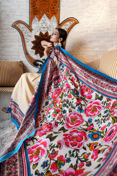 Majestic Pink Floral Saree