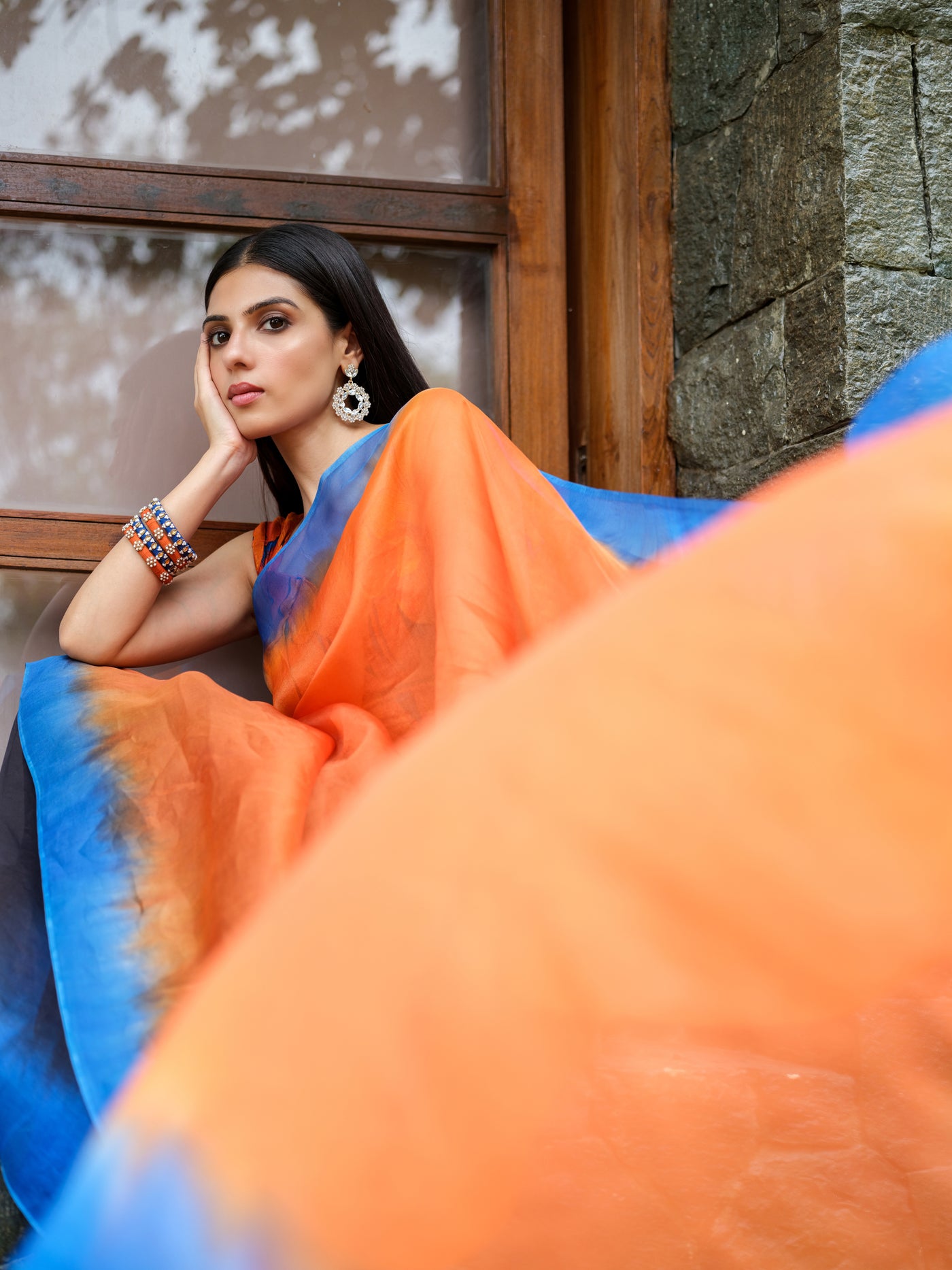 Orange Star Saree