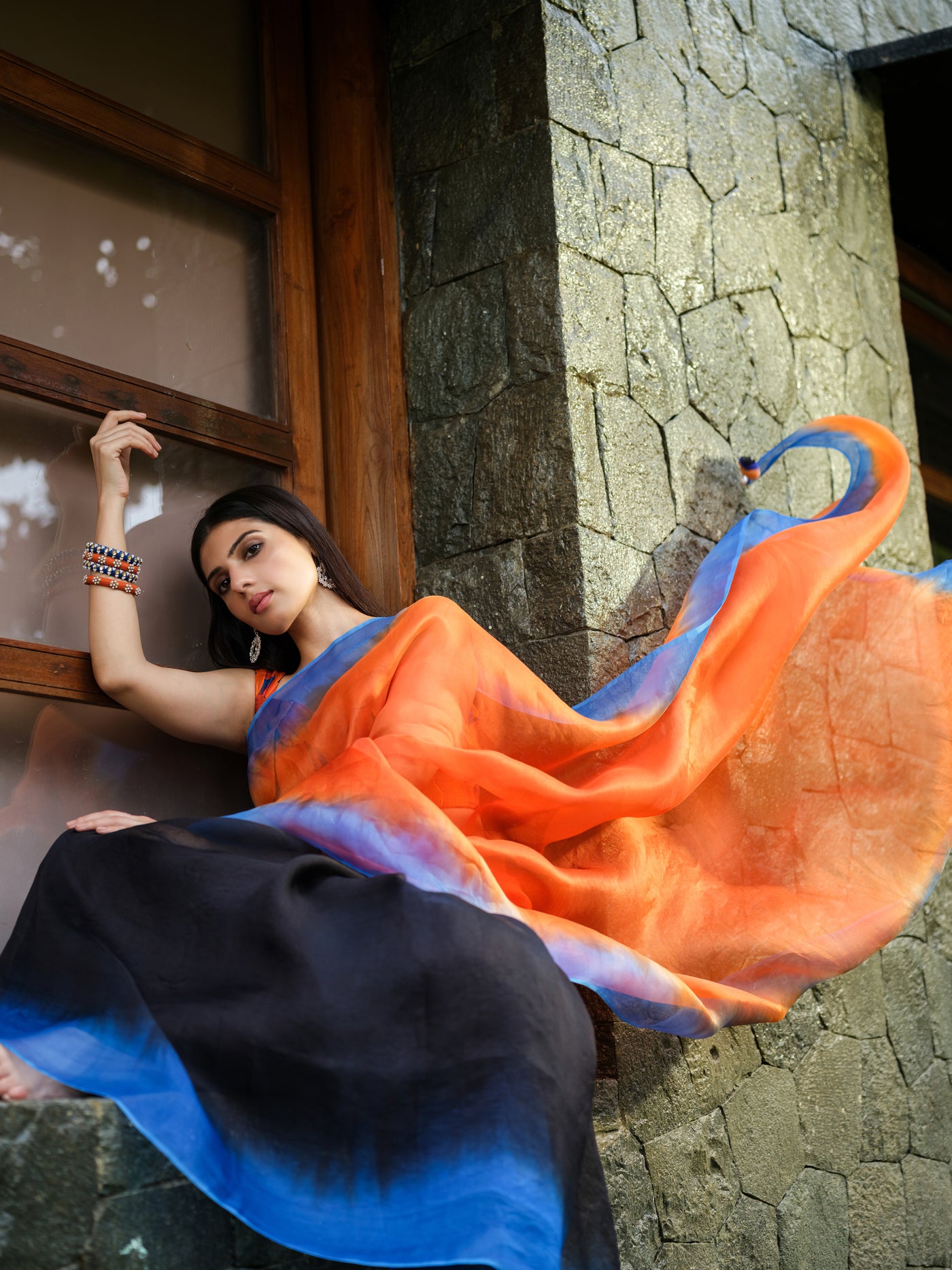 Orange Star Saree