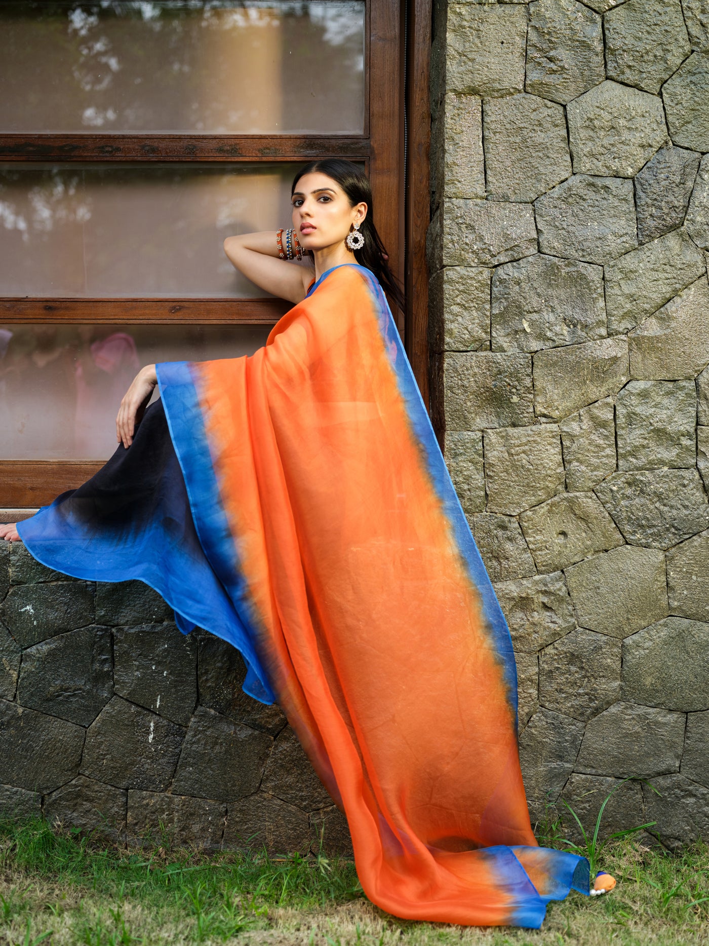 Orange Star Saree