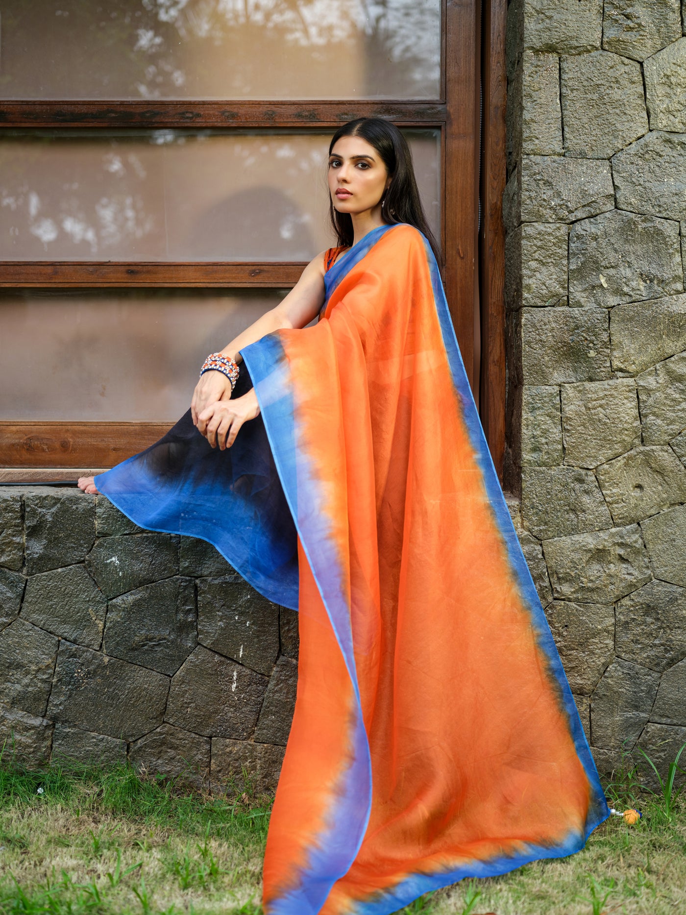 Orange Star Saree