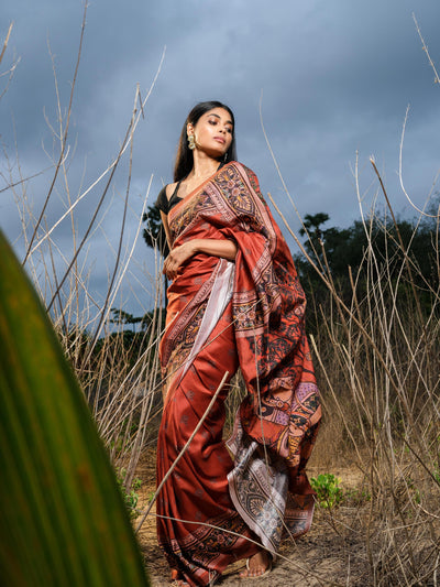 Lord Krishna Contemporary Saree