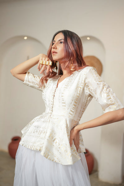 Lustrous Foil Jacket & Net Skirt Set