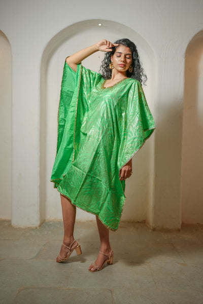 Parrot Green Foil Kaftan