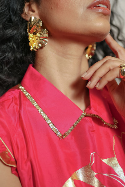 Red Floral Foil Dress