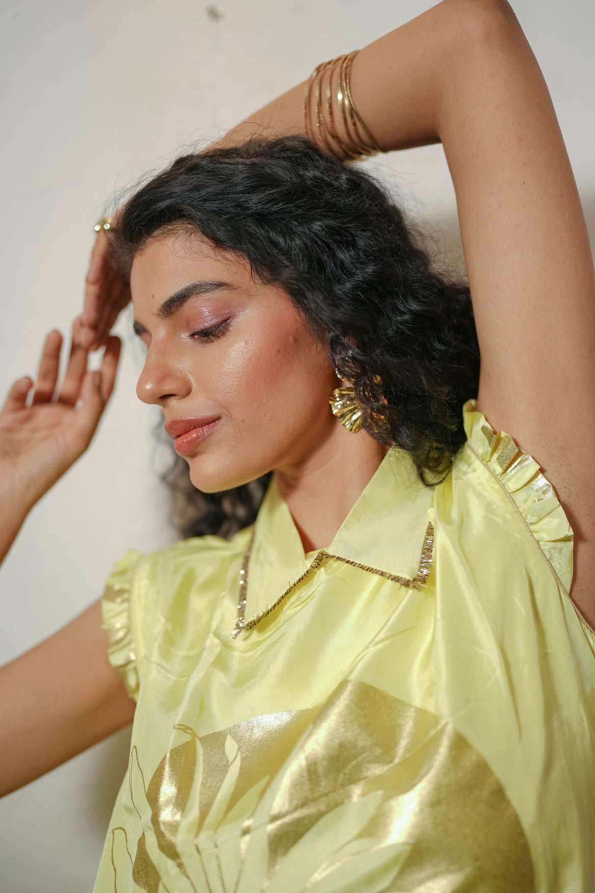 Yellow Floral Foil Dress