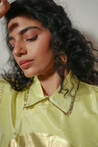 Yellow Floral Foil Dress