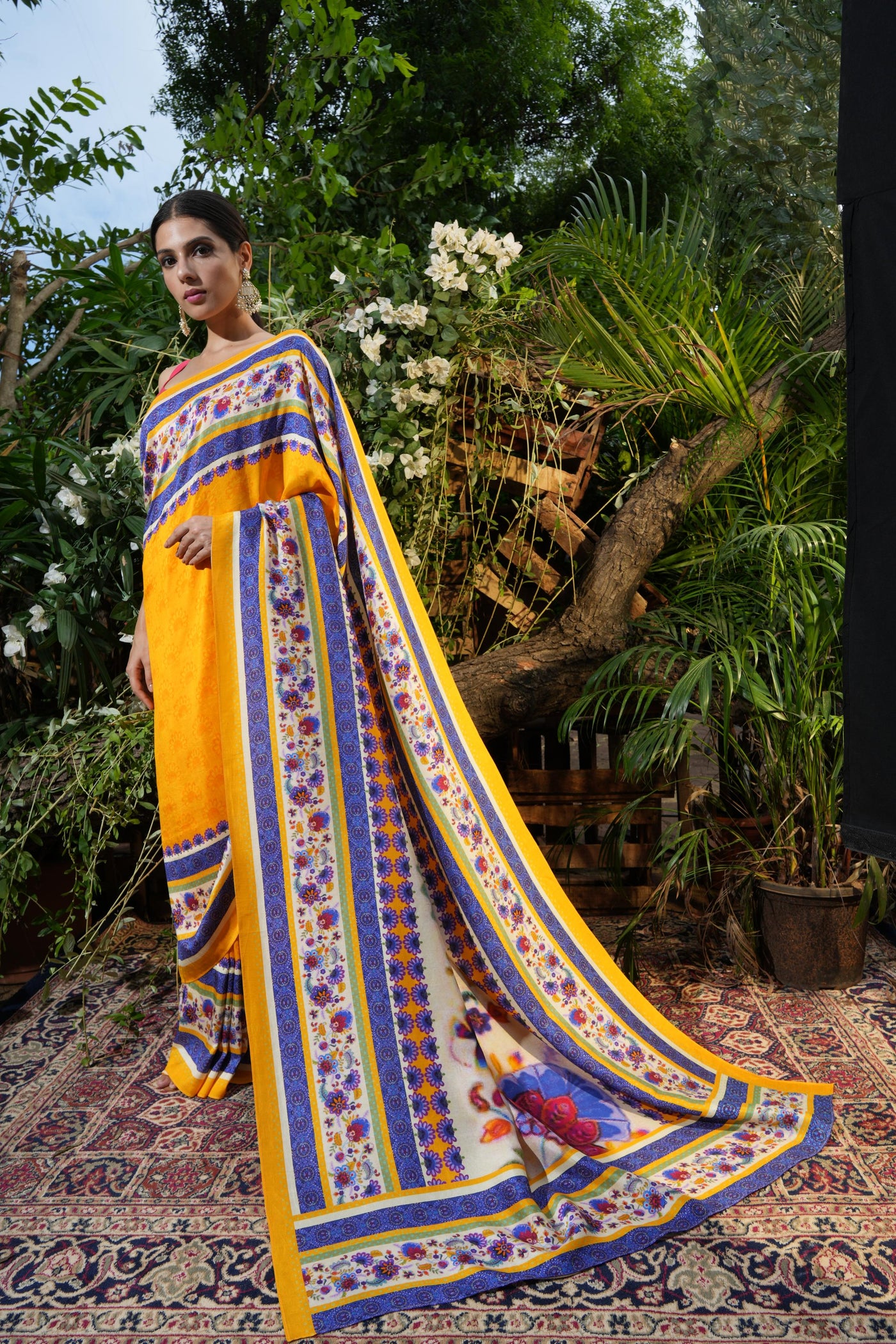Feisty Mustard Floral Saree