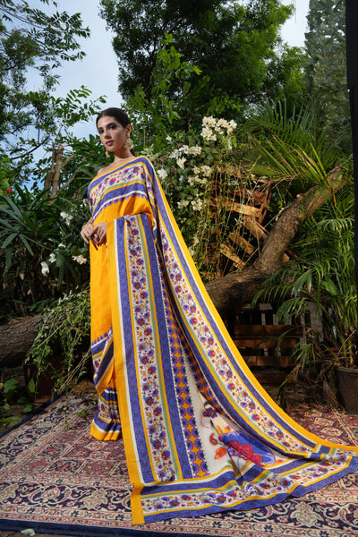 Feisty Mustard Floral Saree