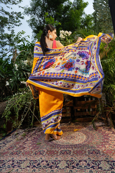 Feisty Mustard Floral Saree