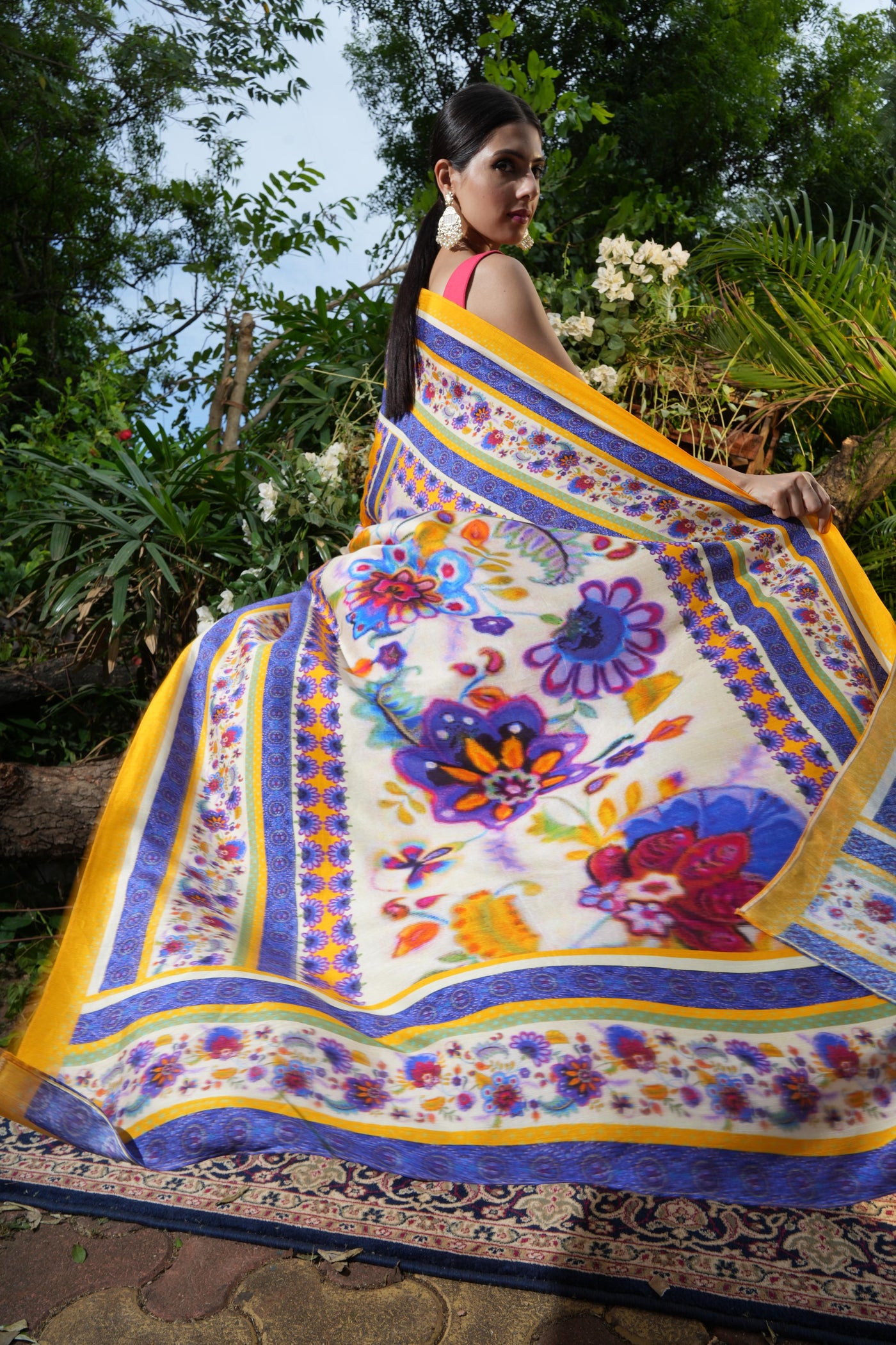 Feisty Mustard Floral Saree