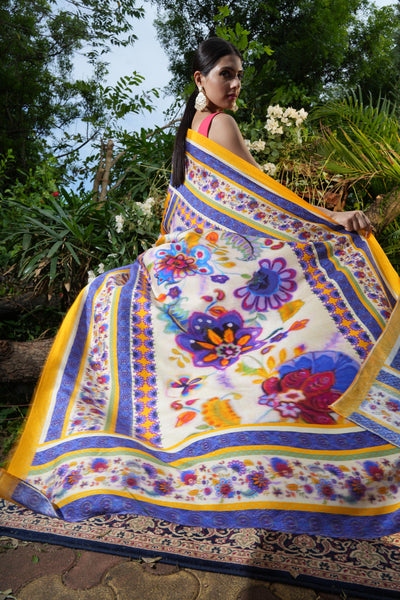 Feisty Mustard Floral Saree