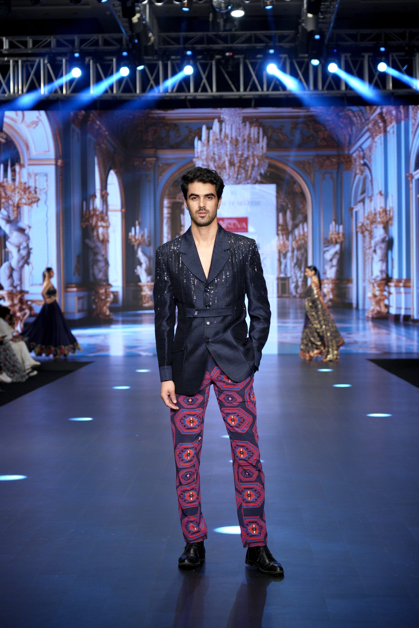 Sequin Embellished Blazer and Kilim Pants Set