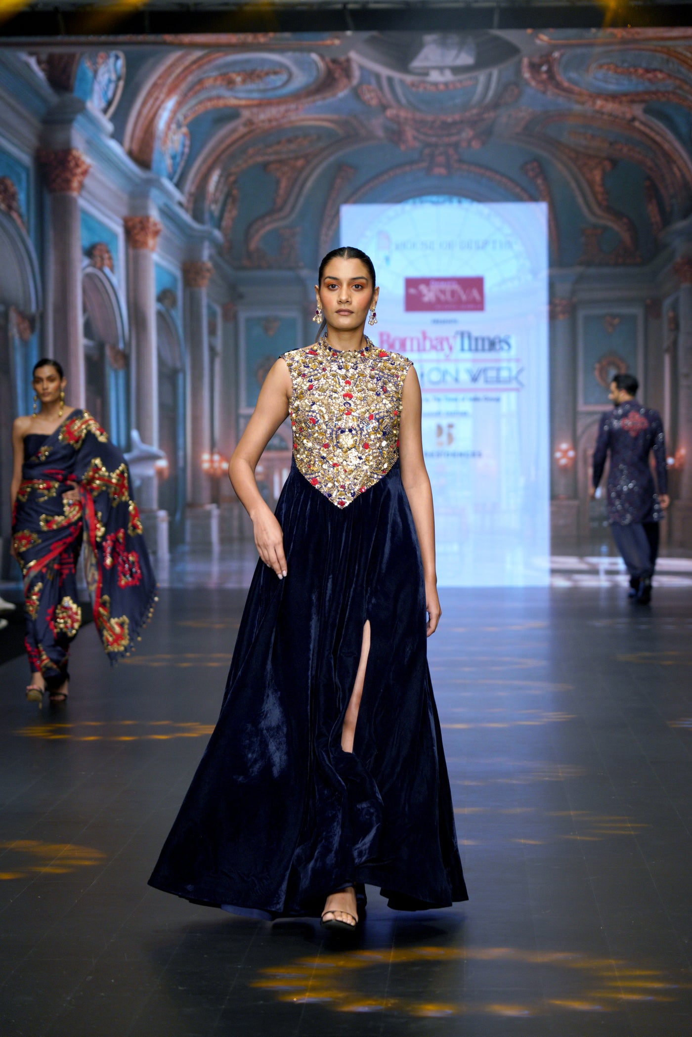 Kilim Embellished Velvet Gown
