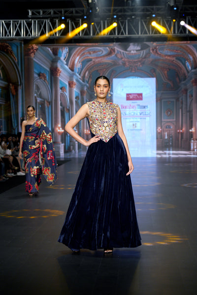 Kilim Embellished Velvet Gown