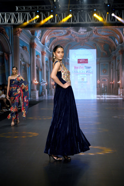 Kilim Embellished Velvet Gown