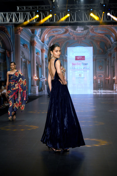 Kilim Embellished Velvet Gown