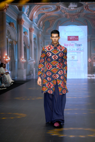 Kilim Sherwani with Man Skirt Set