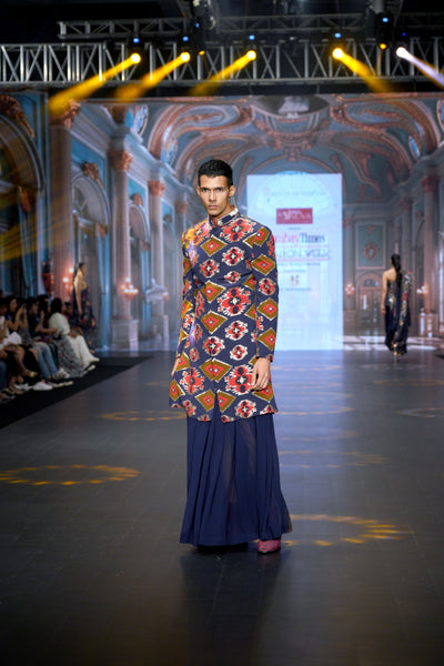 Kilim Sherwani with Man Skirt Set