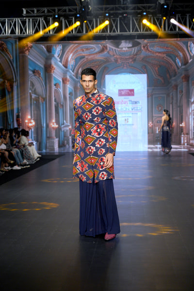 Kilim Sherwani with Man Skirt Set