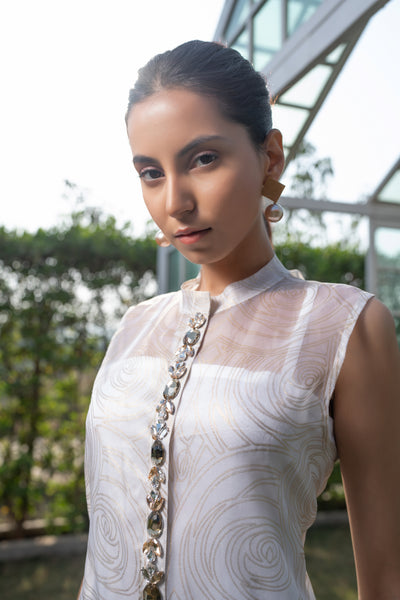 Embellished Rose Foil Dress