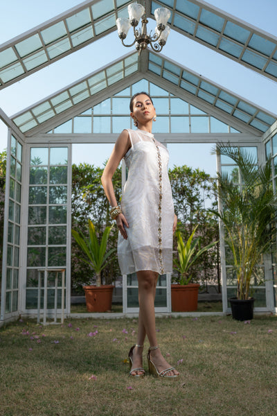 Embellished Rose Foil Dress