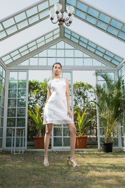 Boatneck Horses Foil Dress