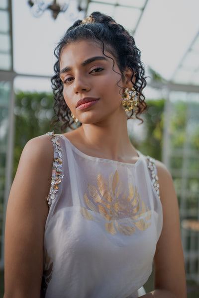 Chrysanthemum Foil Short Dress