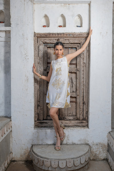 Elegant Cutwork Foil Dress