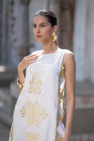 Elegant Cutwork Foil Dress