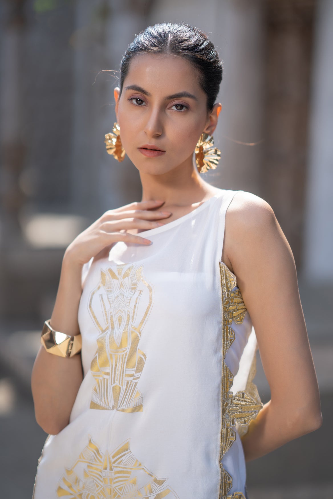 Elegant Cutwork Foil Dress