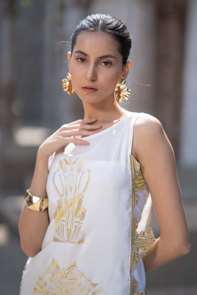 Elegant Cutwork Foil Dress
