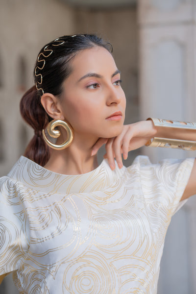 Bloom Collar Foil Dress
