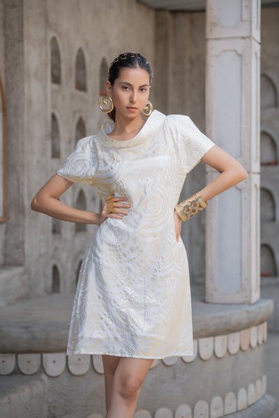 Bloom Collar Foil Dress