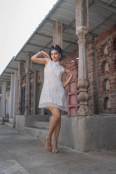 Horses Foil Halter Dress