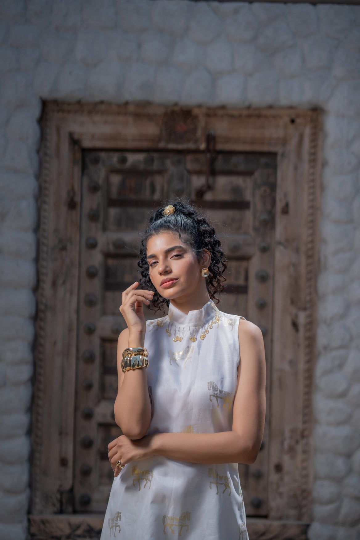 Horses Foil Halter Dress