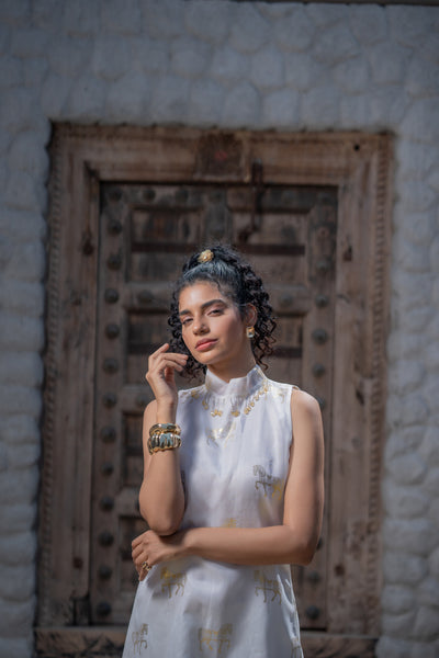 Horses Foil Halter Dress
