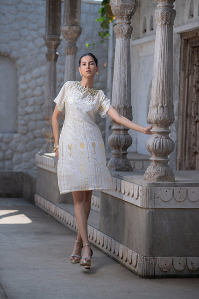 Peter Pan Collar Foil Dress