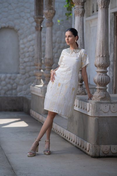 Peter Pan Collar Foil Dress