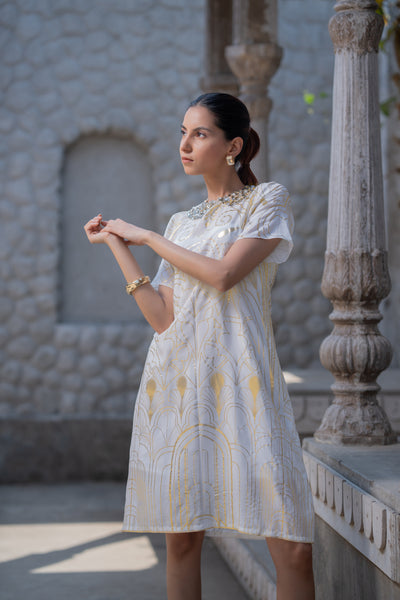 Peter Pan Collar Foil Dress