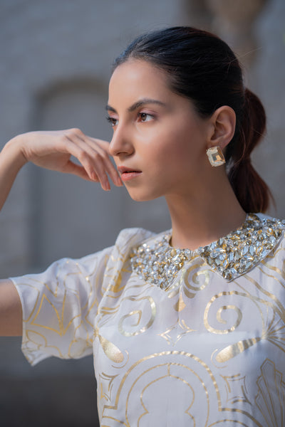 Peter Pan Collar Foil Dress